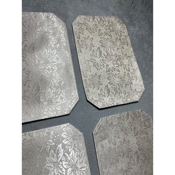 Set of 4 Elegant Ivory Shimmer Holiday Christmas Placemats by Better Home - Picture 4 of 6